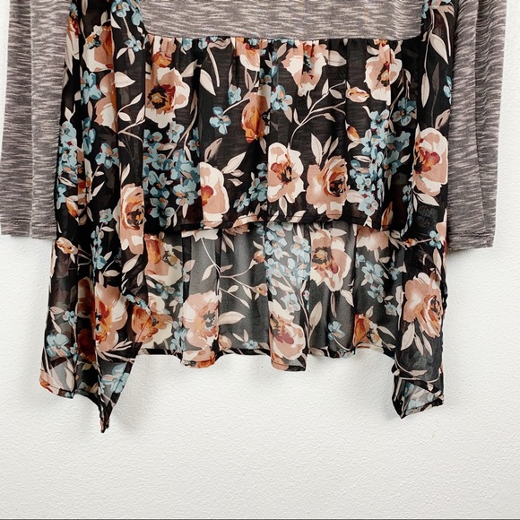 Umgee Long Sleeve Floral Print Ruffle Hem Tunic - Picture 5 of 7